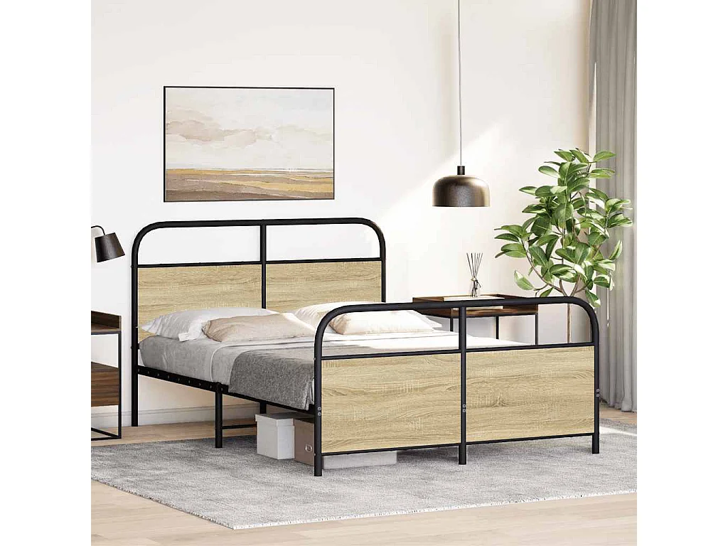 Lit simple | Lit adulte, enfant | Cadre de lit 120x190 cm cm chêne sonoma