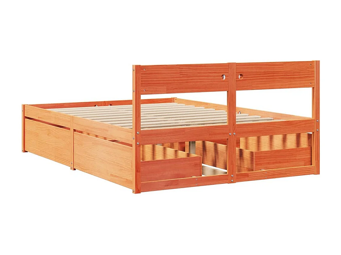 Lit simple | Lit adulte, enfant | Cadre de lit cire marron 120x200cm bois pin massif