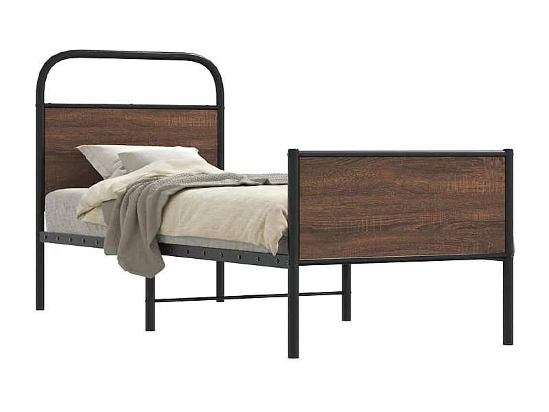 Lit simple | Lit adulte, enfant | Cadre de lit 75x190cm chêne marron bois ingénierie