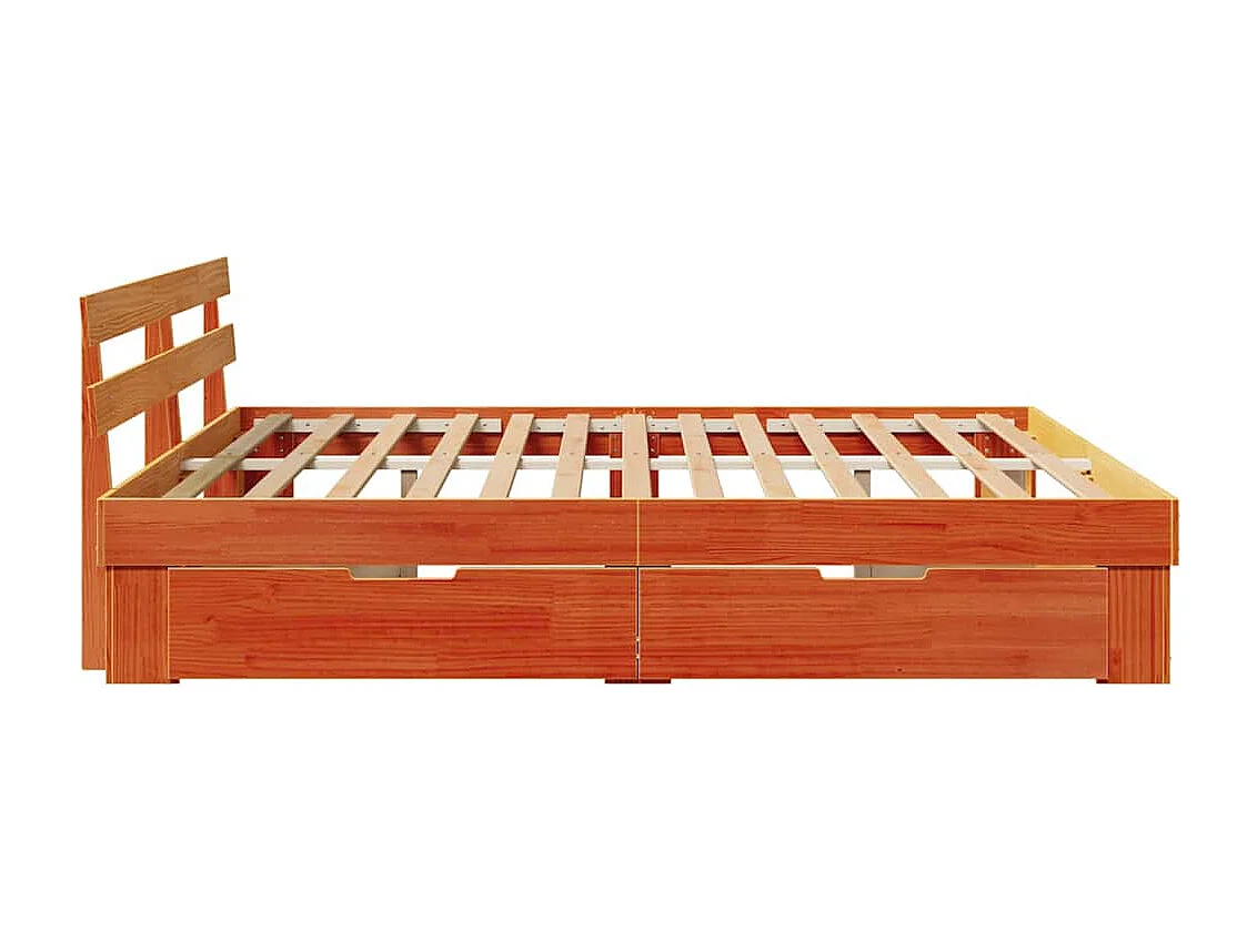 Lit double | Lit adulte | Cadre de lit Marron cire 180x200 cm Bois massif en pin