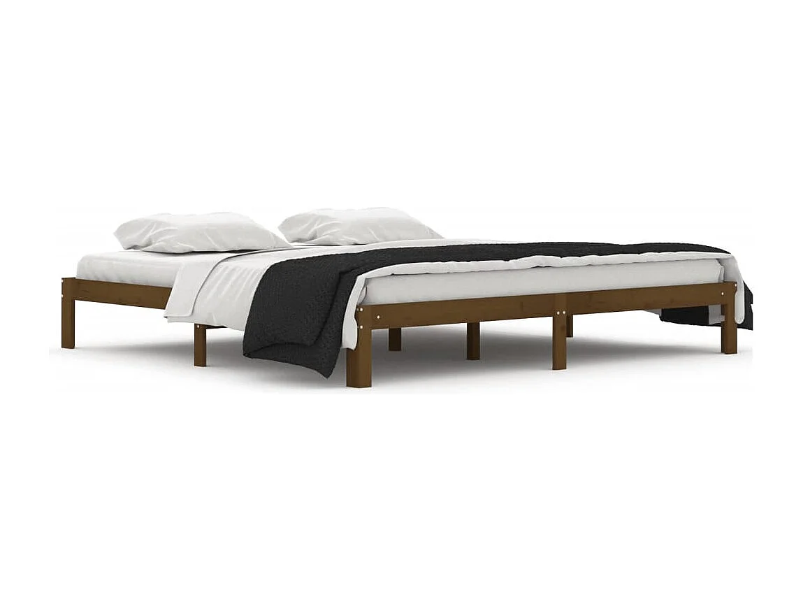 Lit double | Lit adulte | Cadre de lit marron miel bois pin massif 200x200cm