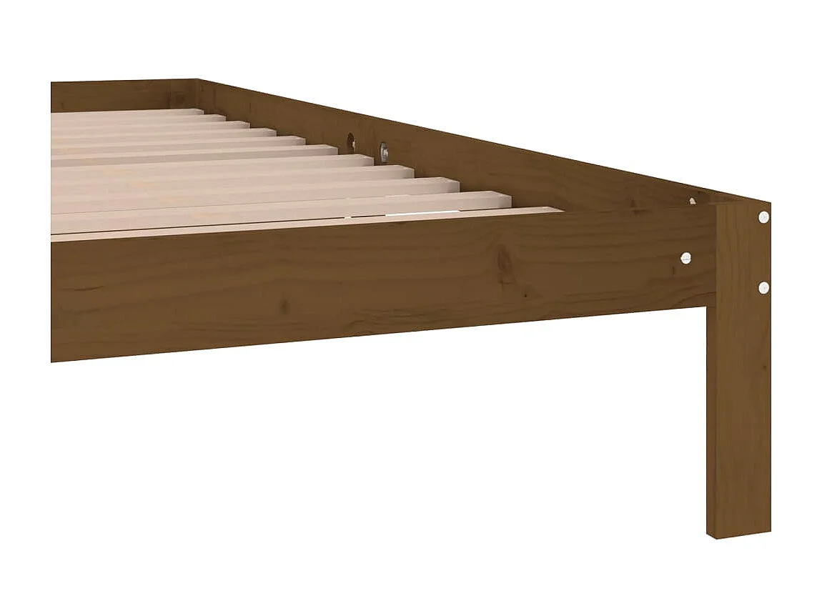 Lit double | Lit adulte | Cadre de lit marron miel bois pin massif 200x200cm