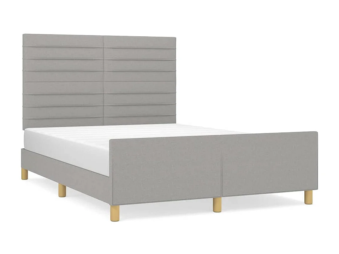 Lit double | Lit adulte | Cadre de lit gris clair 140x200 cm tissu