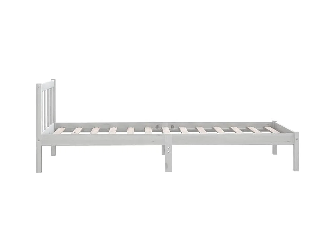 Lit simple | Lit adulte, enfant | Cadre de lit blanc bois massif 90x190 cm