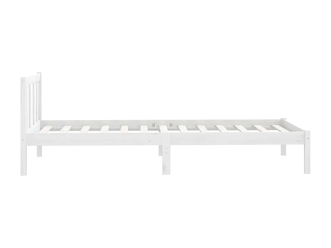 Lit simple | Lit adulte, enfant | Cadre de lit blanc bois massif 90x190 cm