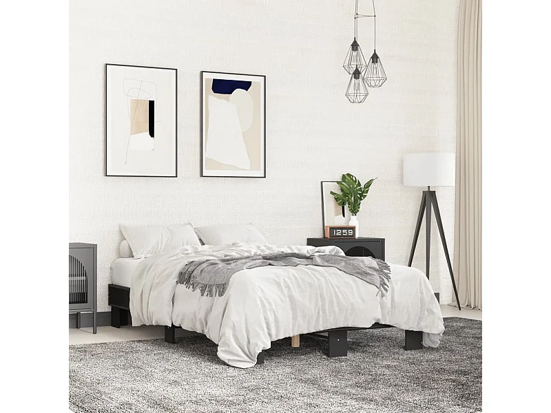 Lit simple | Lit adulte, enfant | Cadre de lit noir 120x200 cm