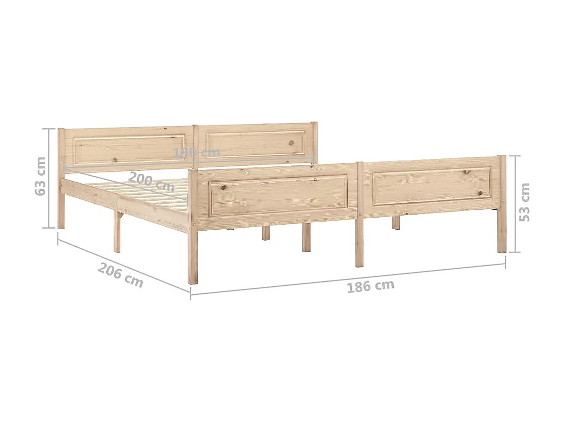 Lit double | Lit adulte | Cadre de lit bois massif de pin 180x200 cm