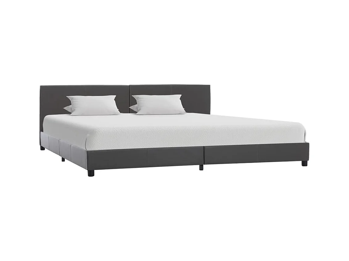 Letto per adulti | Letto matrimoniale | Giroletto Grigio in Similpelle 180x200 cm