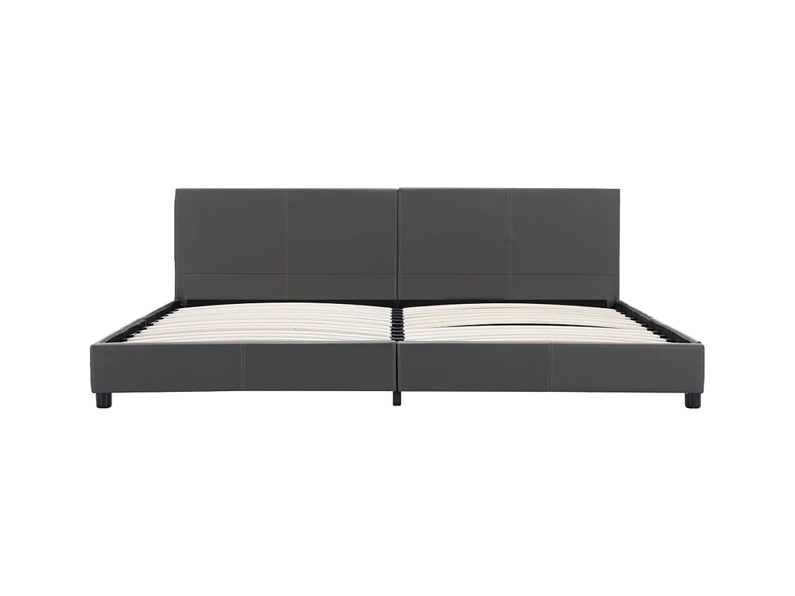 Letto per adulti | Letto matrimoniale | Giroletto Grigio in Similpelle 180x200 cm