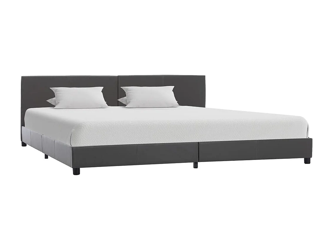 Letto per adulti | Letto matrimoniale | Giroletto Grigio in Similpelle 180x200 cm