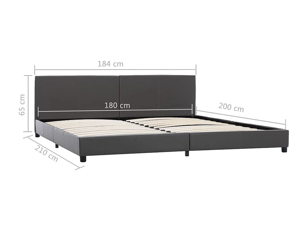 Letto per adulti | Letto matrimoniale | Giroletto Grigio in Similpelle 180x200 cm