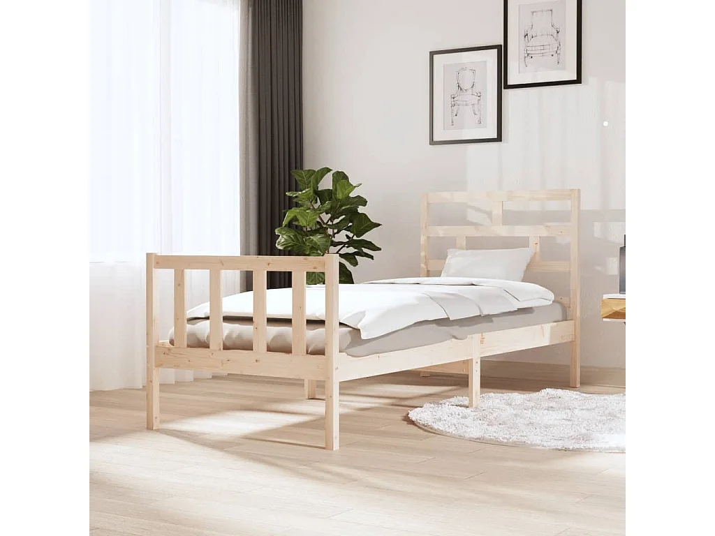 Lit simple | Lit adulte, enfant | Cadre de lit bois de pin massif 75x190 cm