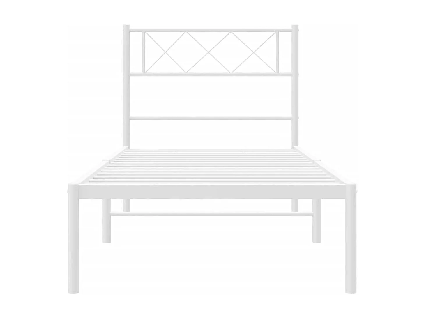 Lit simple | Lit adulte, enfant | Cadre de lit métal avec tête de lit blanc 75x190cm