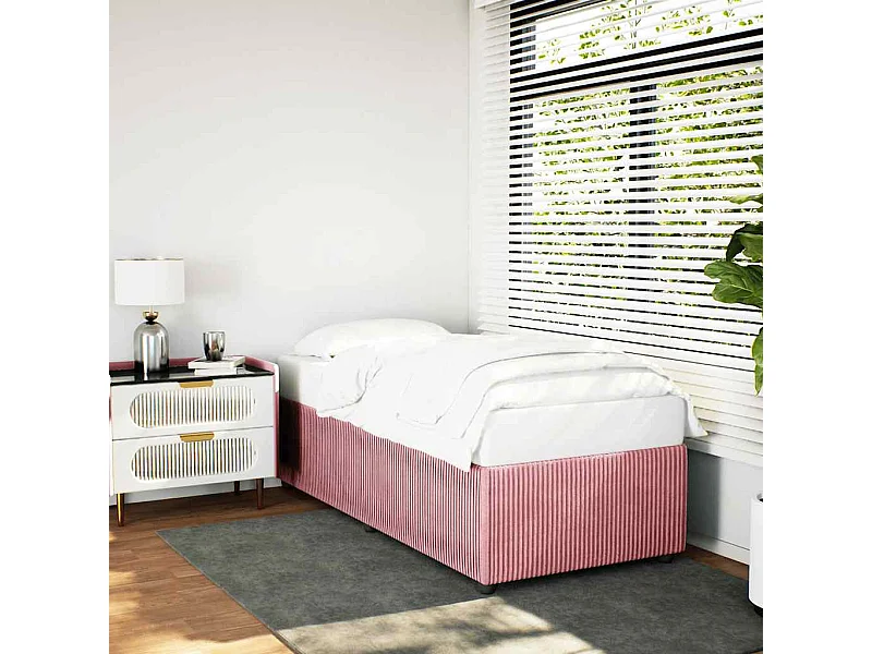 Lit simple | Lit adulte, enfant | Cadre de lit rose 90x190 cm velours