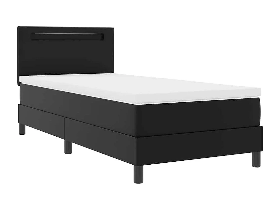 Lit simple | Lit adulte, enfant | Cadre de lit avec Matelas Noir 90x200 cm Faux cuir