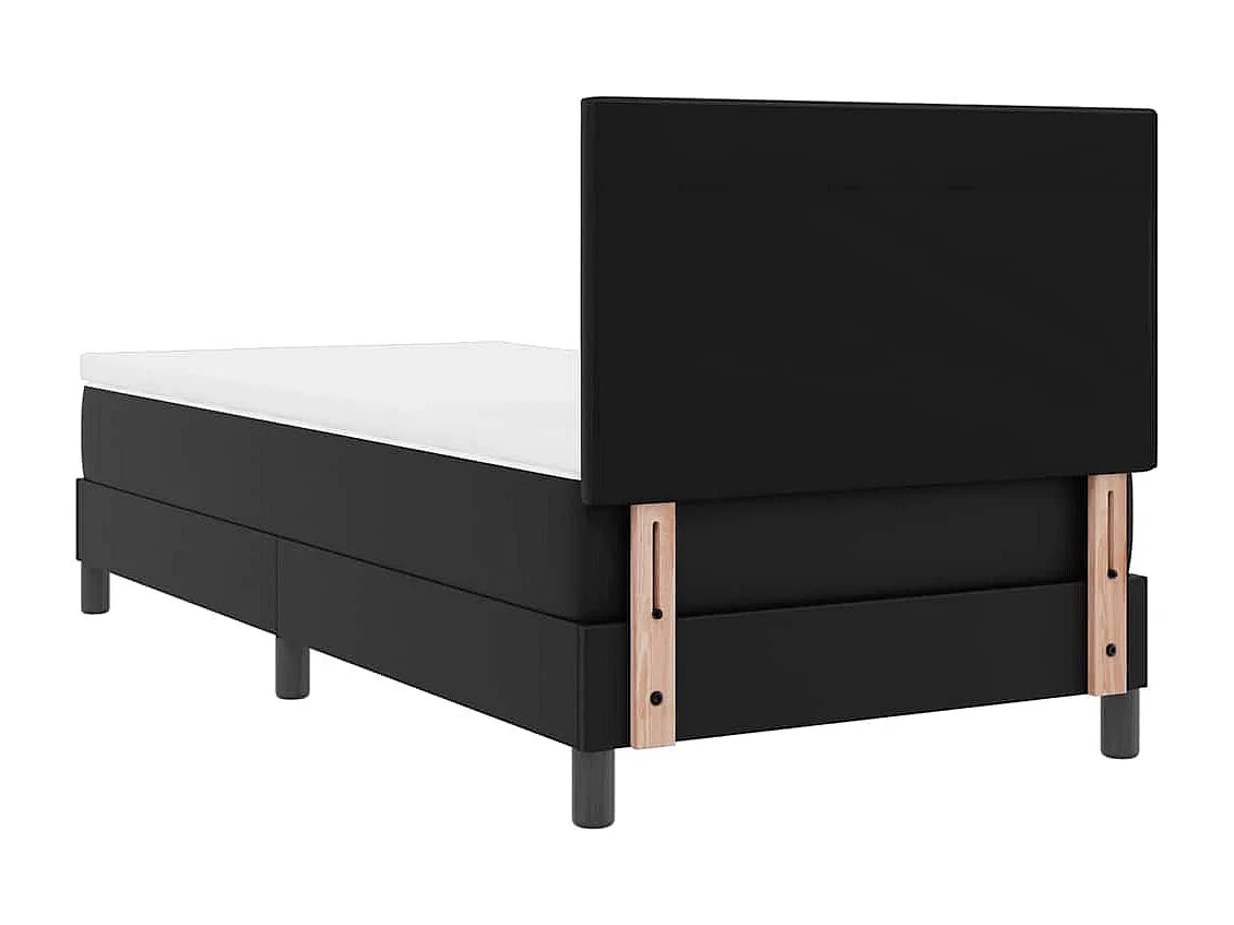 Lit simple | Lit adulte, enfant | Cadre de lit avec Matelas Noir 90x200 cm Faux cuir