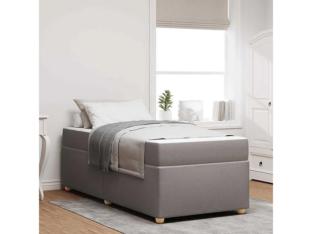 Lit simple | Lit adulte, enfant | Cadre de lit avec matelas Taupe 90x190 cm Ressorts ensachés