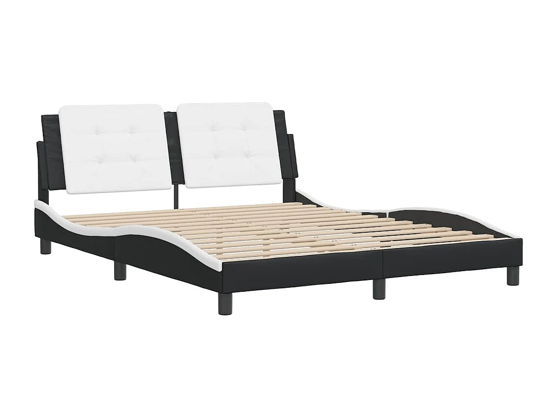 Lit double | Lit adulte | Cadre de lit noir et blanc 160x200 cm similicuir
