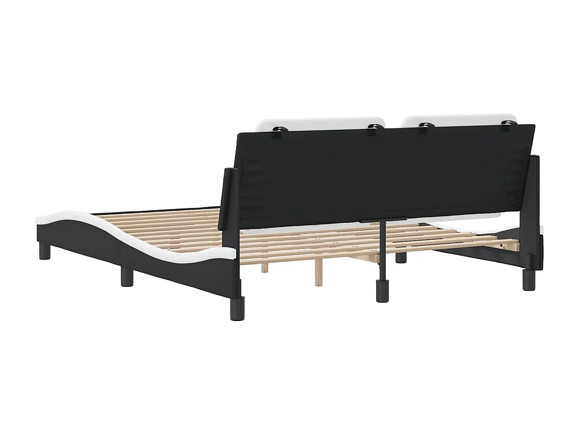 Lit double | Lit adulte | Cadre de lit noir et blanc 160x200 cm similicuir