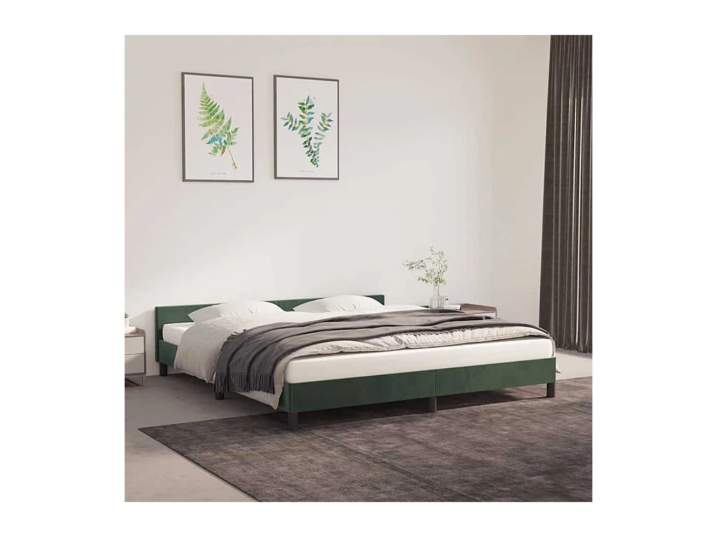 Lit double | Lit adulte | Cadre de lit vert foncé 160x200 cm velours