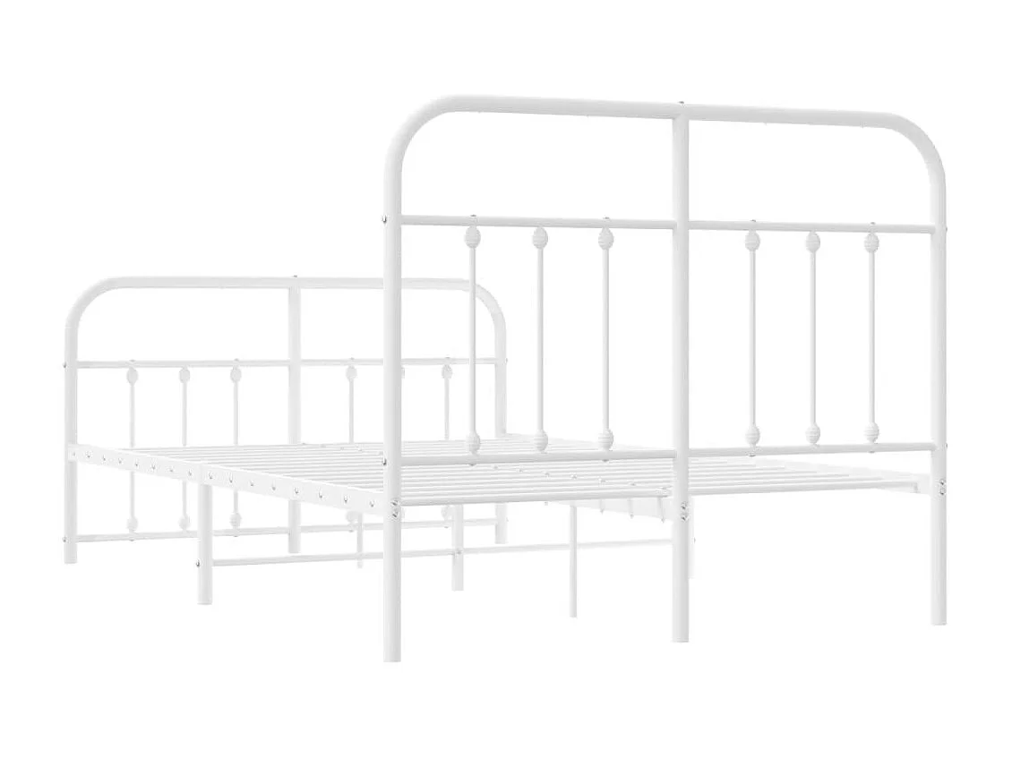 Lit simple | Lit adulte, enfant | Cadre de lit métal et pied de lit blanc 120x200 cm