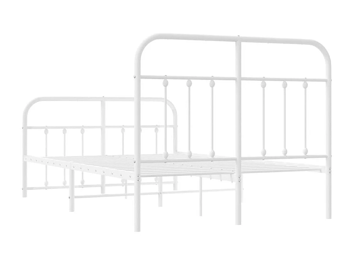 Lit simple | Lit adulte, enfant | Cadre de lit métal et pied de lit blanc 120x200 cm