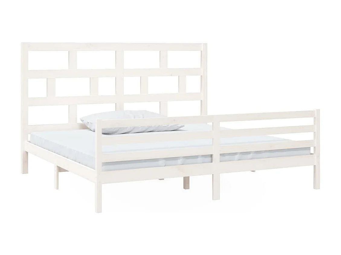 Lit double | Lit adulte | Cadre de lit blanc bois massif 200x200 cm