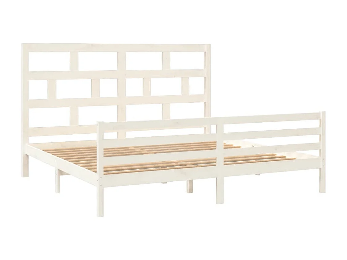 Lit double | Lit adulte | Cadre de lit blanc bois massif 200x200 cm
