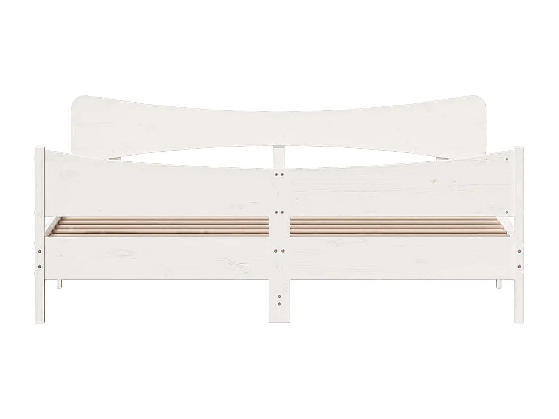 Lit double | Lit adulte | Cadre de lit blanc 180x200 cm bois massif de pin