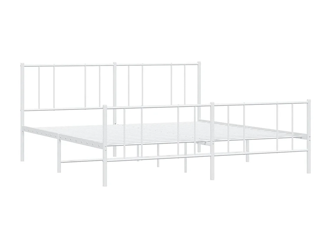 Lit double | Lit adulte | Cadre de lit métal et pied de lit blanc 193x203 cm