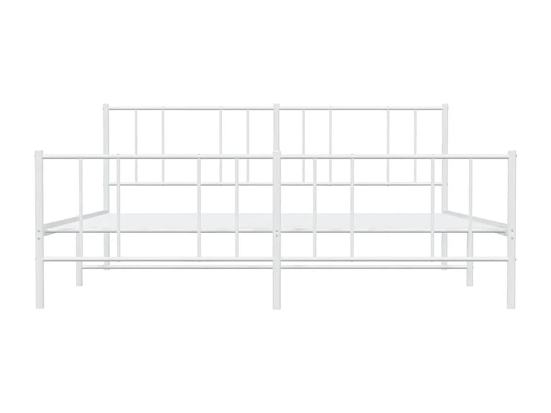 Lit double | Lit adulte | Cadre de lit métal et pied de lit blanc 193x203 cm