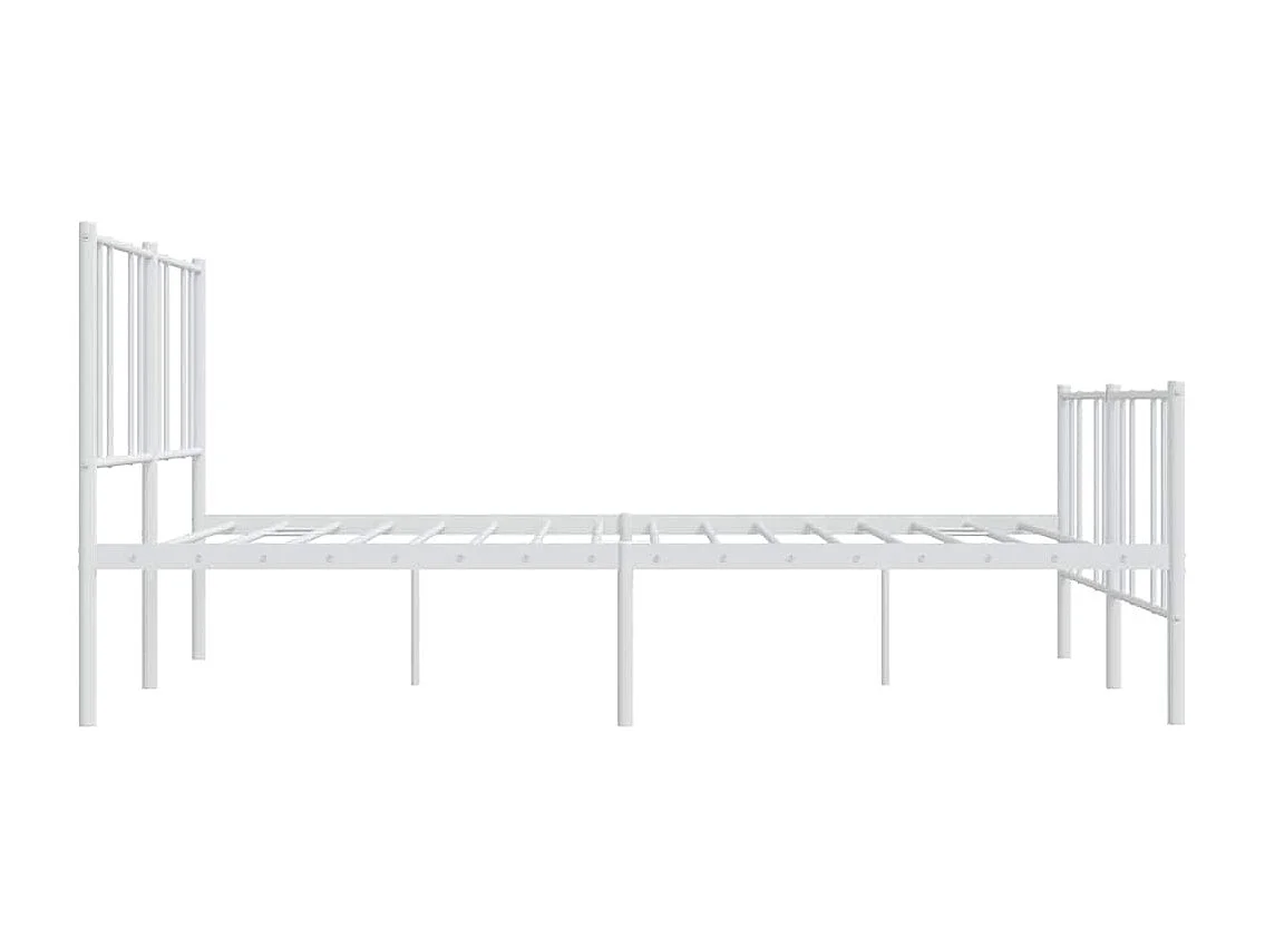 Lit double | Lit adulte | Cadre de lit métal et pied de lit blanc 193x203 cm