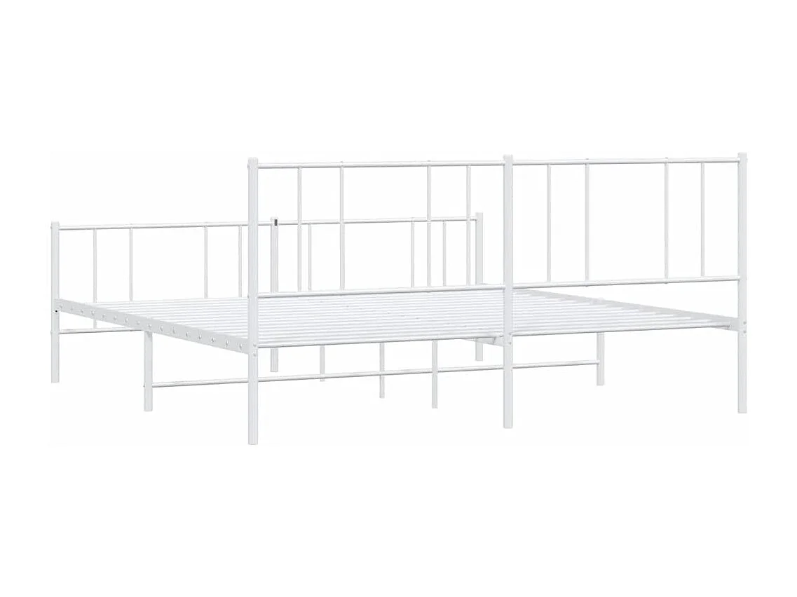 Lit double | Lit adulte | Cadre de lit métal et pied de lit blanc 193x203 cm