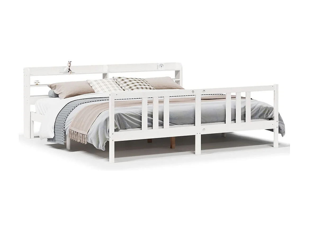 Letto per adulti | Letto matrimoniale | Giroletto con Testiera senza Materasso Bianco 200x200 cm