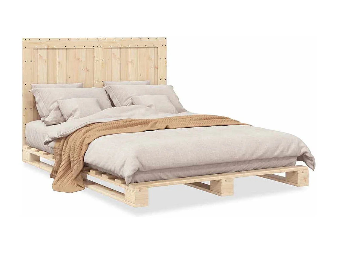 Lit double | Lit adulte | Cadre de lit avec tête de lit bois massif 140x200 cm