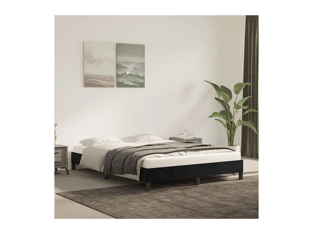 Lit double | Lit adulte | Cadre de lit noir 140x190 cm velours