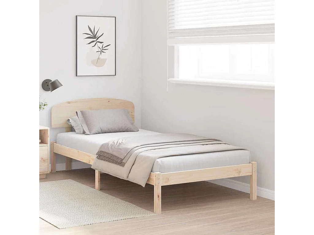 Lit simple | Lit adulte, enfant | Cadre de lit Marron 75x190 cm Bois de pin massif