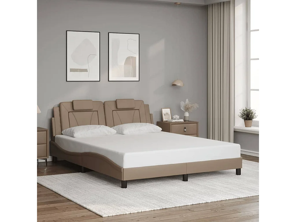 Lit double | Lit adulte | Cadre de lit avec LED cappuccino 160x200 cm