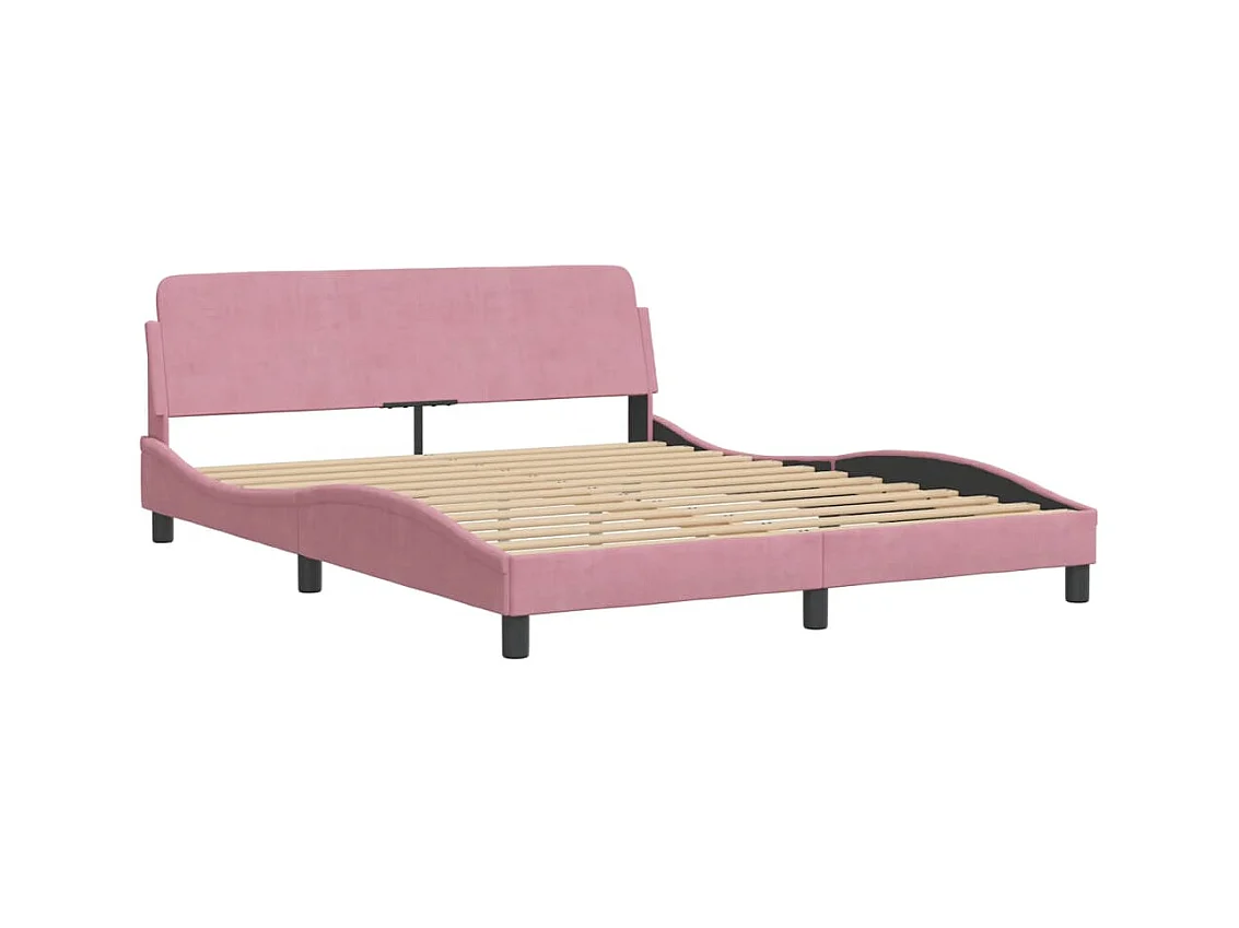 Lit double | Lit adulte | Cadre de lit rose 160x200 cm velours