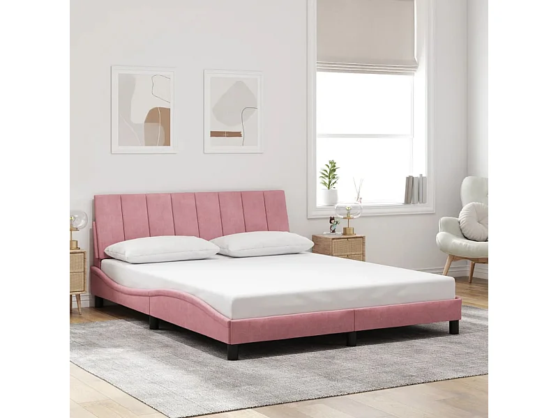 Letto per adulti | Letto matrimoniale | Giroletto senza Materasso Hanko Rosa 160x200 cm in Velluto