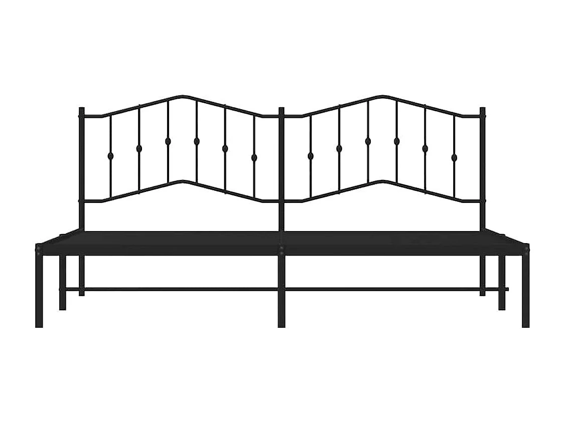 Lit double | Lit adulte | Cadre de lit métal avec tête de lit noir 193x203cm