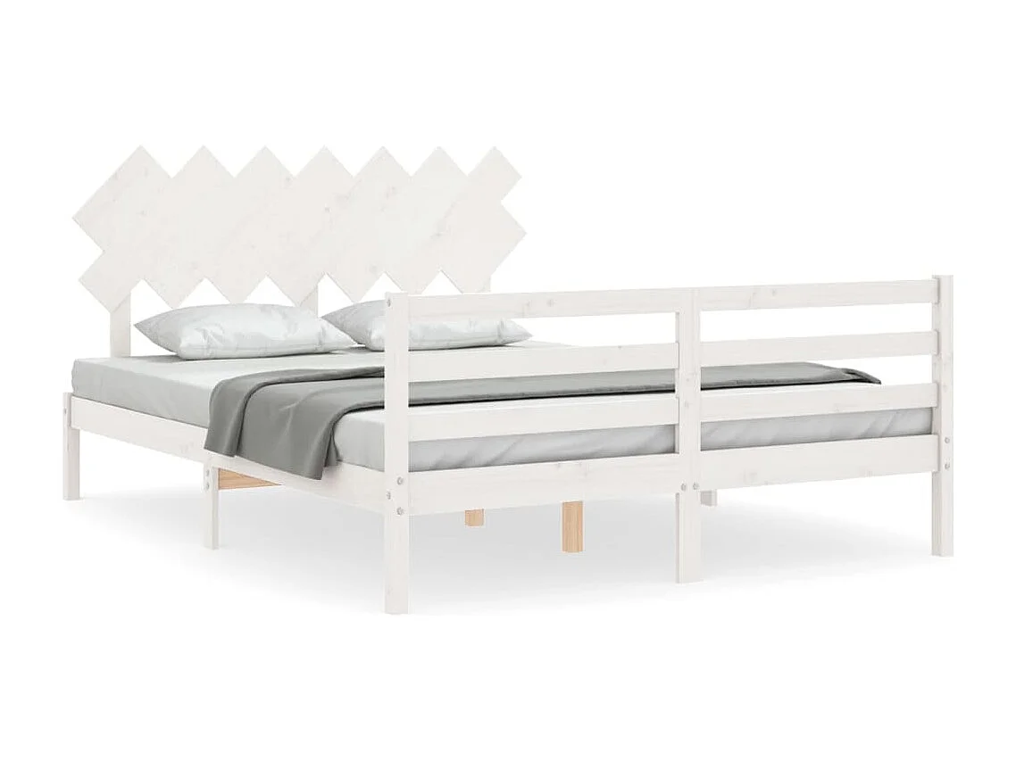 Lit double | Lit adulte | Cadre de lit blanc 140x200 cm bois massif