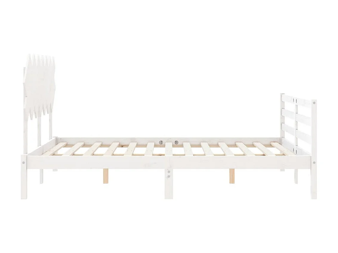 Lit double | Lit adulte | Cadre de lit blanc 140x200 cm bois massif