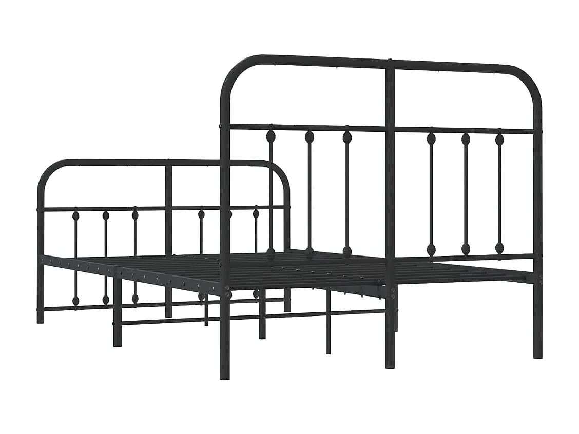Lit simple | Lit adulte, enfant | Cadre de lit métal avec pied de lit noir 120x200cm