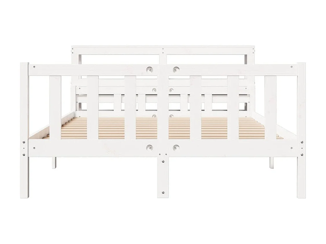 Lit double | Lit adulte | Cadre de lit blanc 160x200 cm bois de pin massif