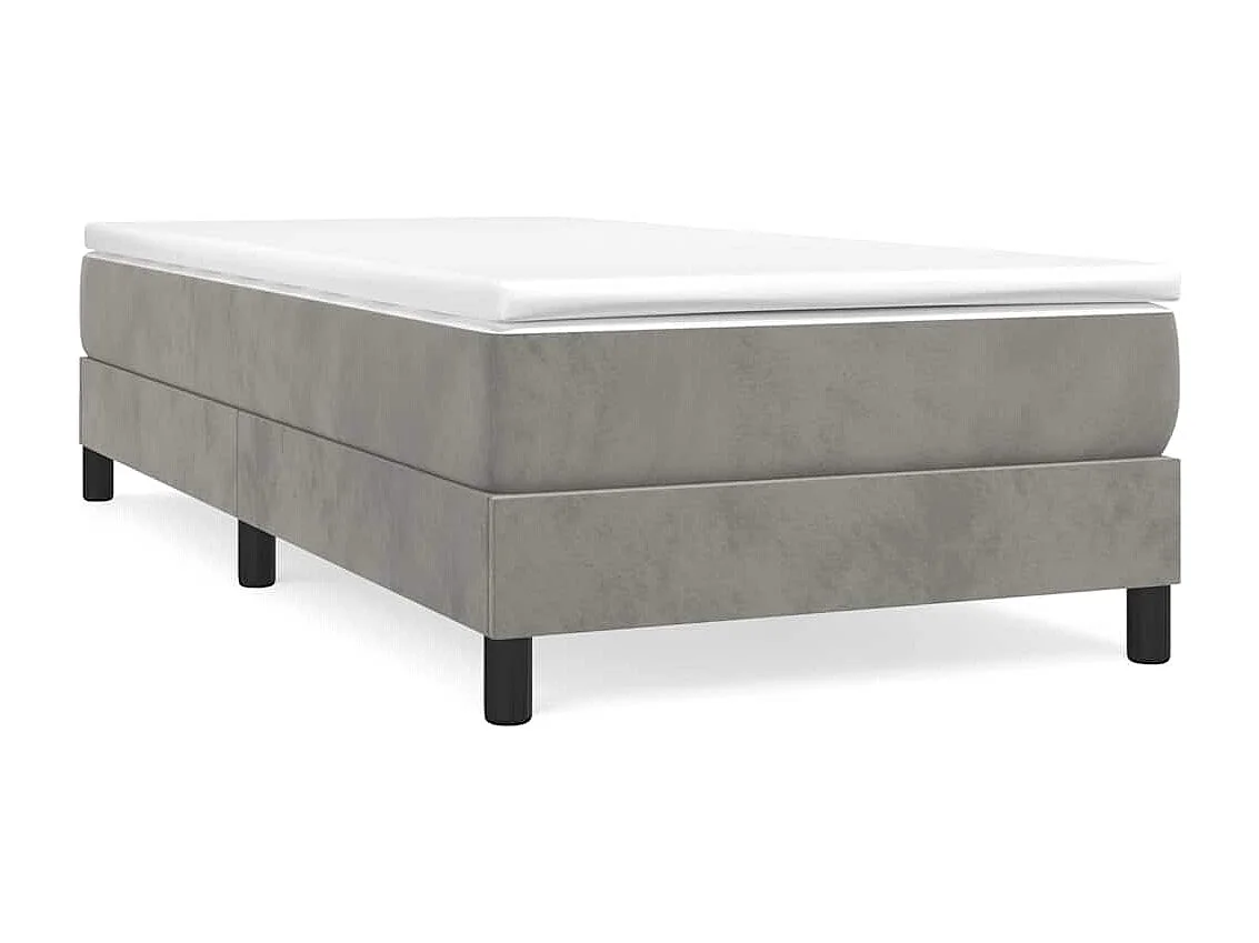 Lit simple | Lit adulte, enfant | Cadre de lit gris clair 90x200 cm velours