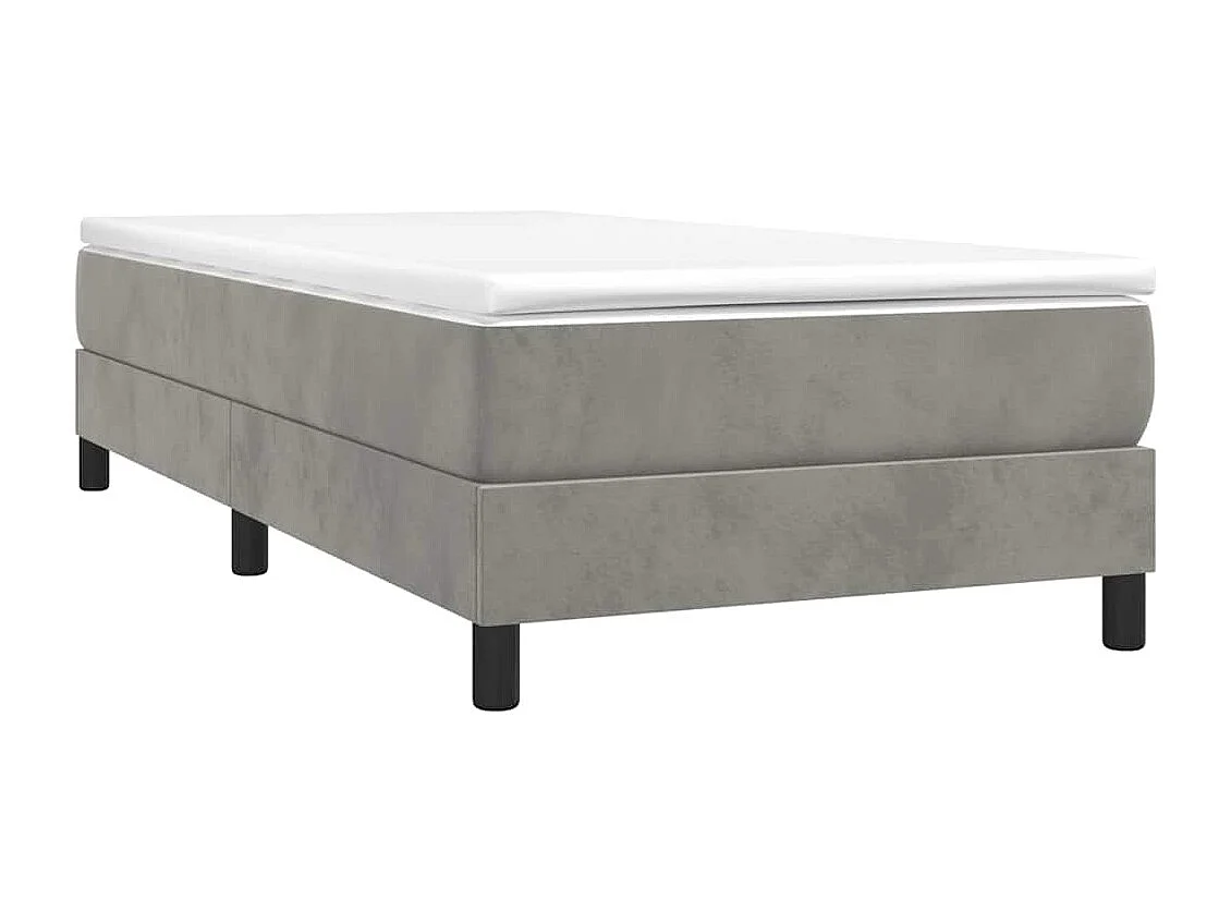 Lit simple | Lit adulte, enfant | Cadre de lit gris clair 90x200 cm velours
