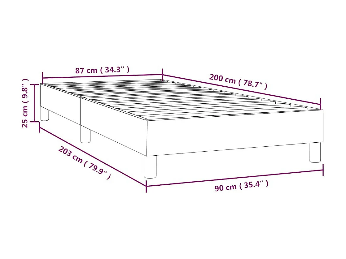 Lit simple | Lit adulte, enfant | Cadre de lit gris clair 90x200 cm velours