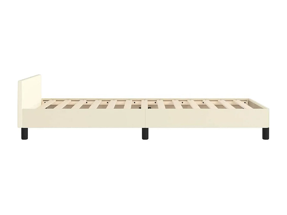 Lit simple | Lit adulte, enfant | Cadre de lit avec tête de lit crème 90x200 cm