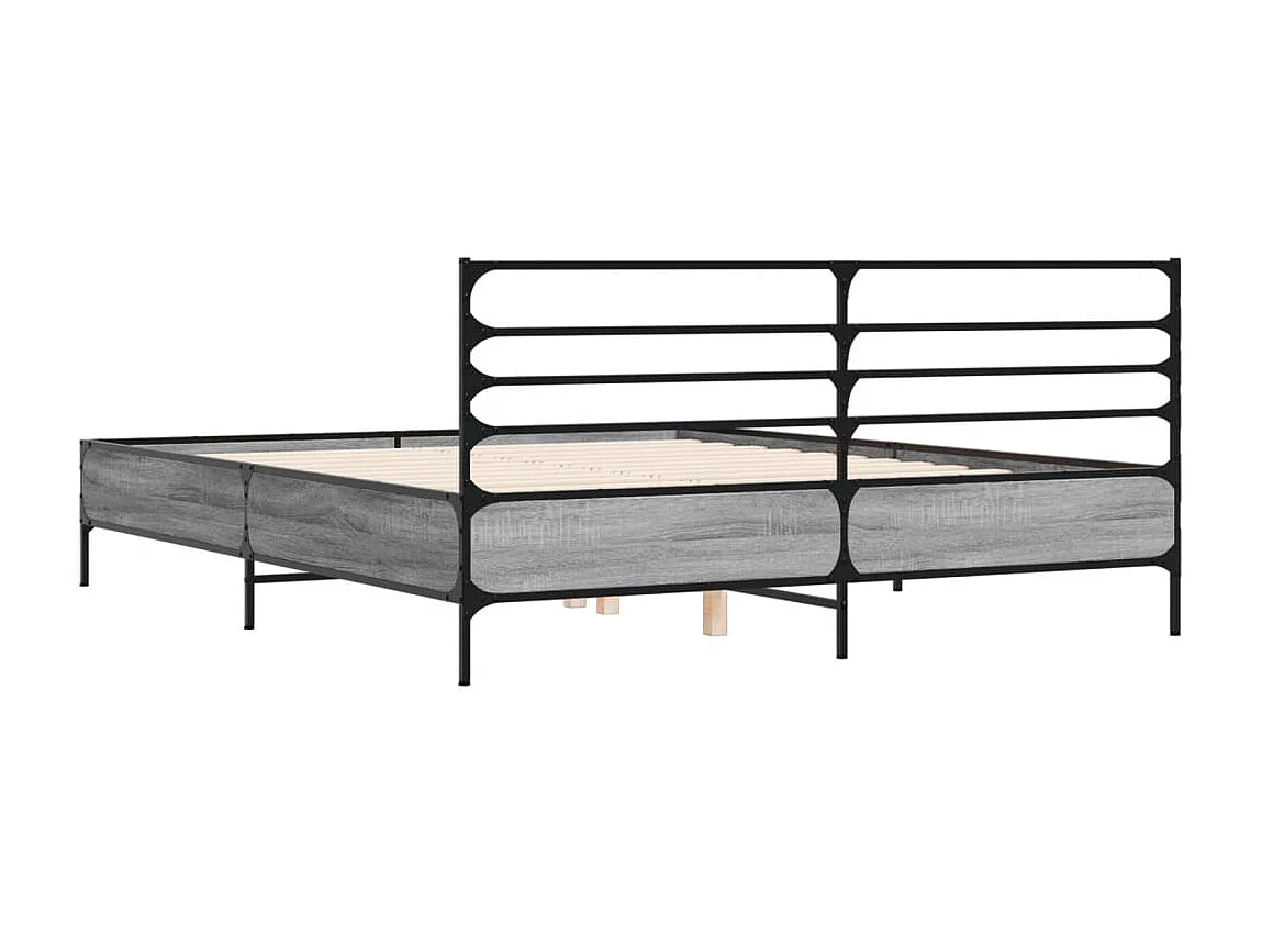 Lit double | Lit adulte | Cadre de lit sonoma gris 150x200 cm